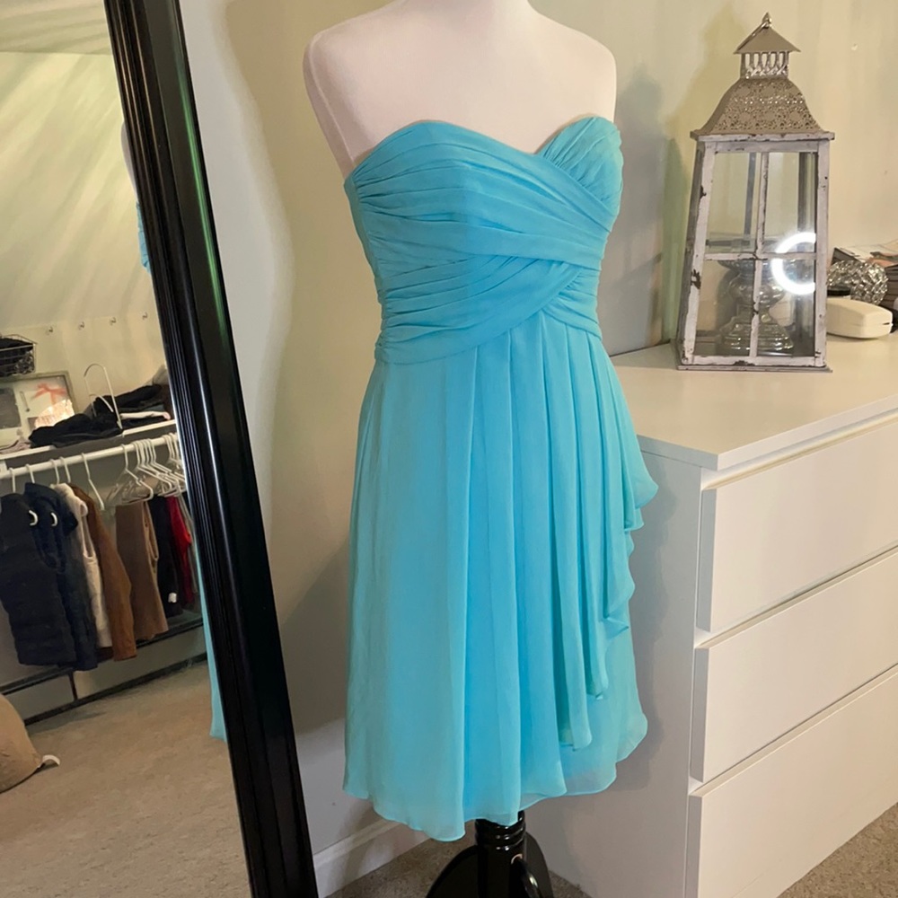 Aqua Blue Flowy Semi-formal Dress
